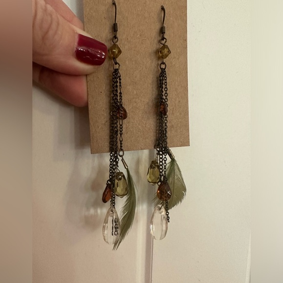 Jewelry - Long Boho Feather Earrings